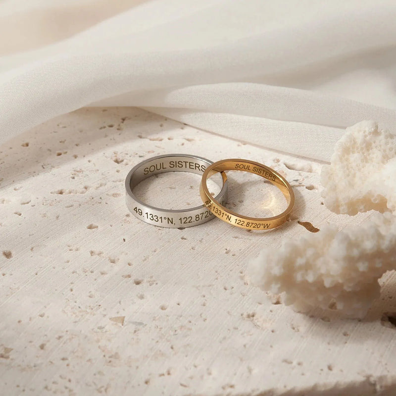 Best Friend Graduation Gift - Sister Ring for 2 - Best Friend Gift - Engraved Ring - Custom Ring for Soul Sister - Sister Gift