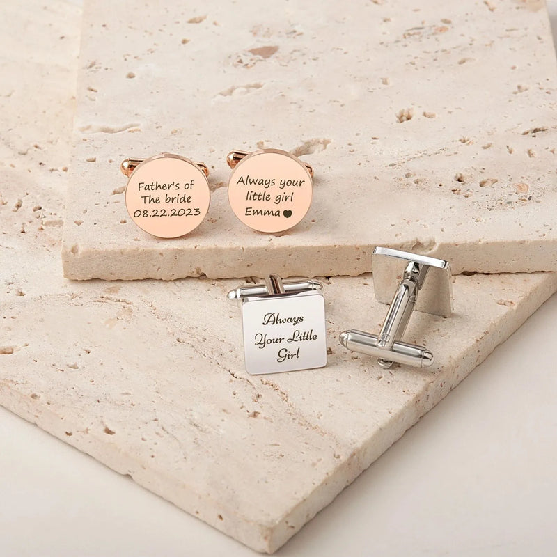 Father of the Bride Gift - Engraved Cufflinks - Cufflinks for Father - Personalized Custom Cufflinks - Always Your Little Girl Cufflinks