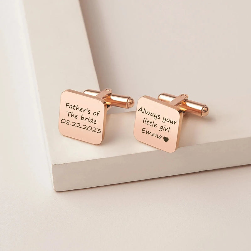 Father of the Bride Gift - Engraved Cufflinks - Cufflinks for Father - Personalized Custom Cufflinks - Always Your Little Girl Cufflinks