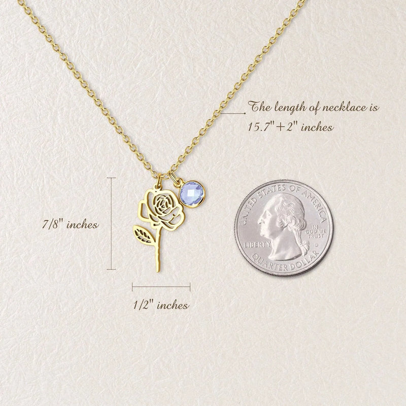 Gift for Friend - Dainty Birthflower Pendant Necklace - Birthstone Necklace - Birth Flower Necklace Personalized Graduation Gifts