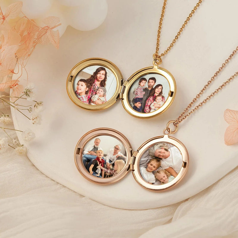 Unique Hnadmade Jewelry - Locket Necklace Personalized - Combined Birth Flower Locket - Photo Jewelry with Engraving - Photo Locket Necklace