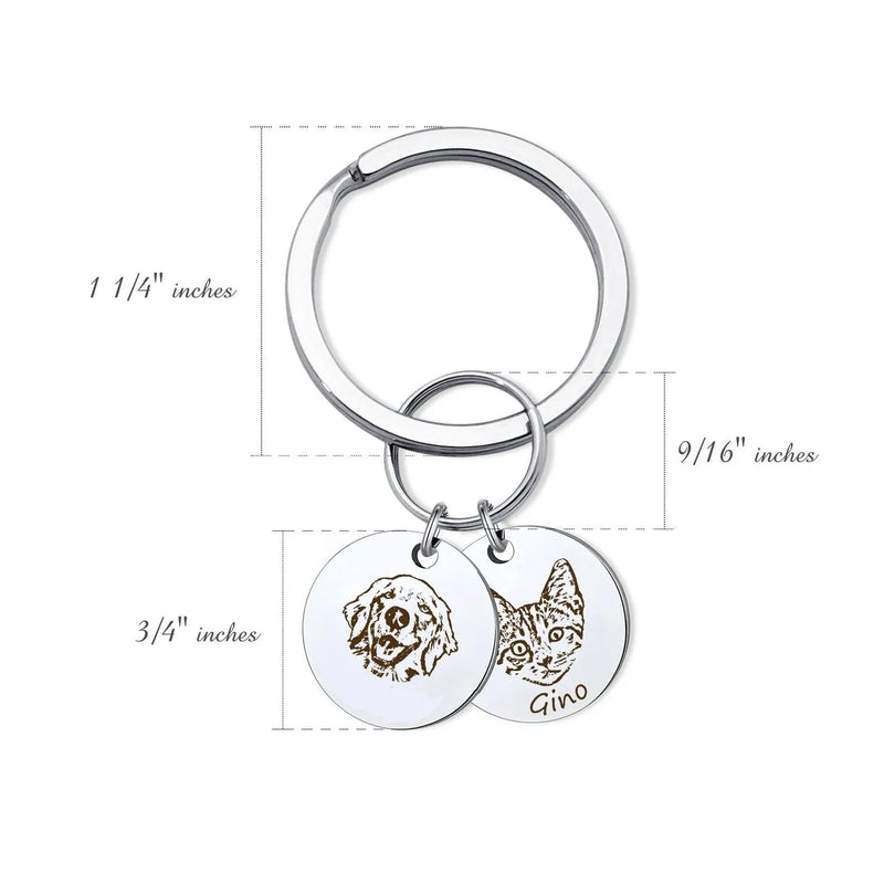 Dog Mom Gifts - Custom Pet Portrait Keychain - Engraved Dog Keychain - Pet Keychain - Custom Pet Gift for Pet Lover - Pet Keyrings