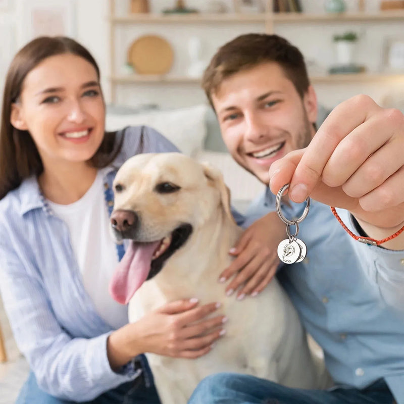 Dog Mom Gifts - Custom Pet Portrait Keychain - Engraved Dog Keychain - Pet Keychain - Custom Pet Gift for Pet Lover - Pet Keyrings