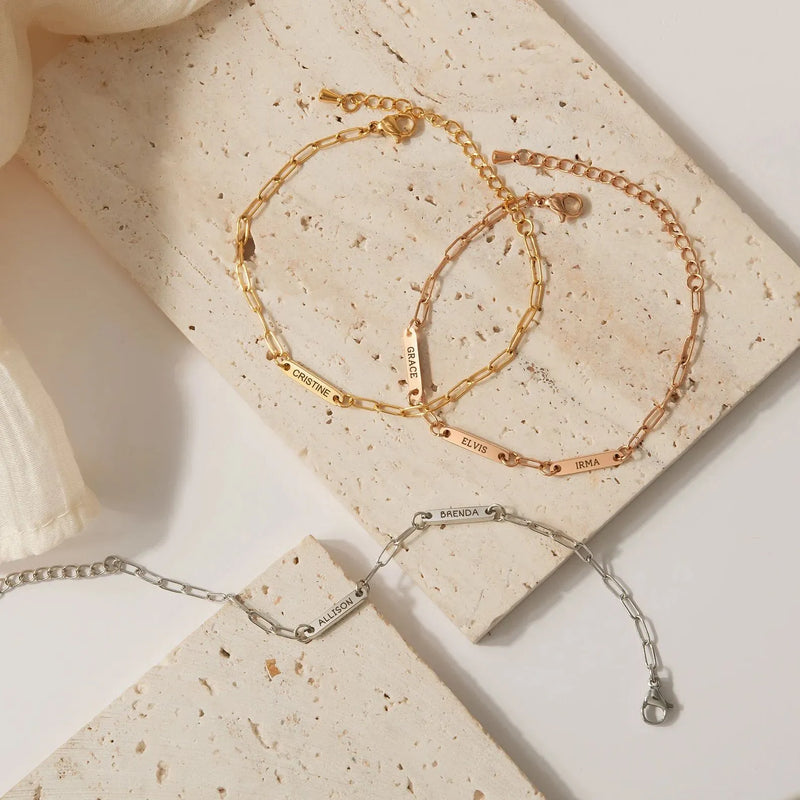 Best Friend Graduation Gift - Paperclip Chain Bracelet - Minimalist Bracelet Friendship Bracelet - Engraved Bracelet Multiple Name Bracelet