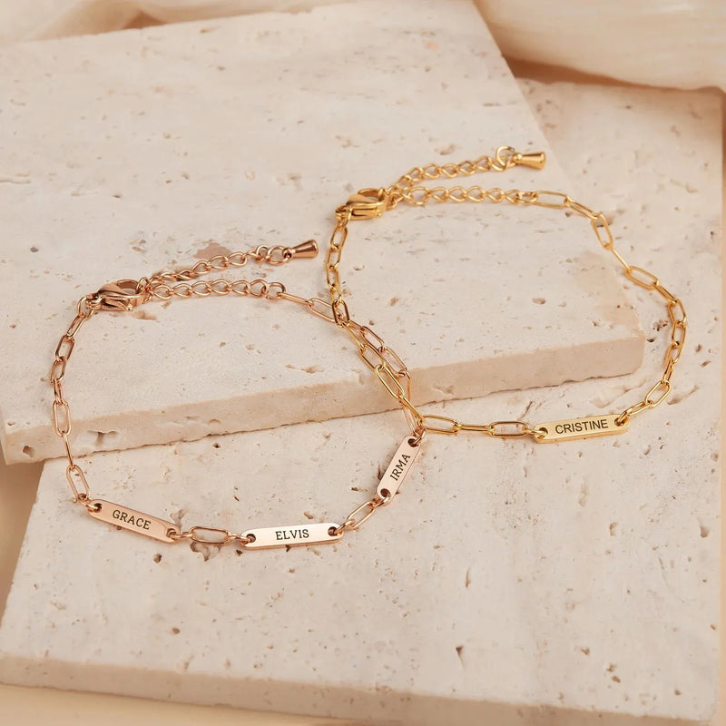 Best Friend Graduation Gift - Paperclip Chain Bracelet - Minimalist Bracelet Friendship Bracelet - Engraved Bracelet Multiple Name Bracelet