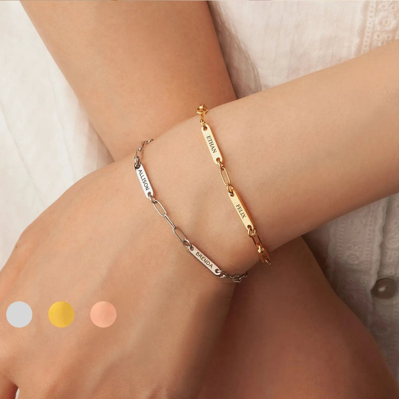 Best Friend Graduation Gift - Paperclip Chain Bracelet - Minimalist Bracelet Friendship Bracelet - Engraved Bracelet Multiple Name Bracelet