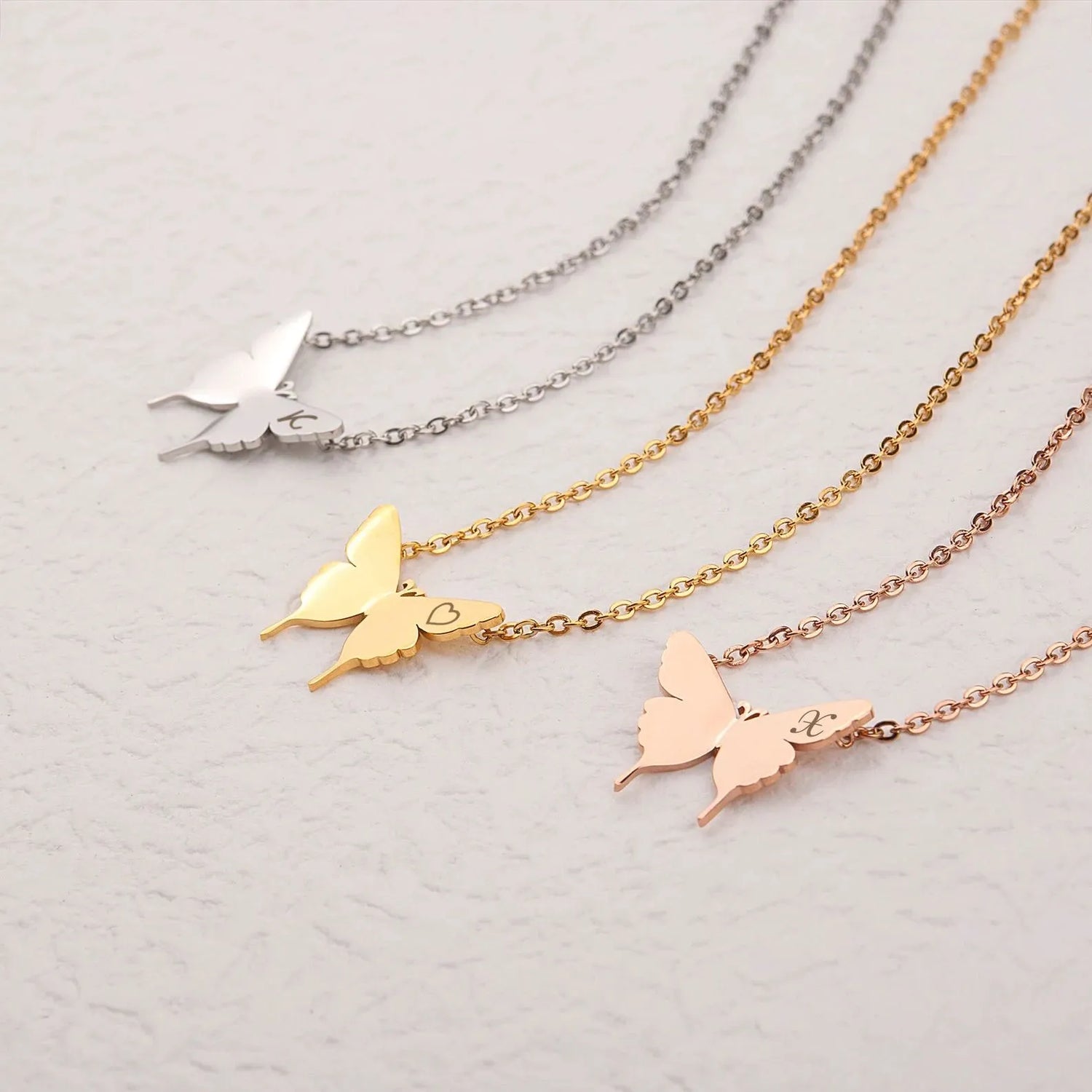 Butterfly Necklace - Engraved Initial Butterfly Necklace Personalized - Butterfly Necklace Handmade Jewelry For Women Mom Gift