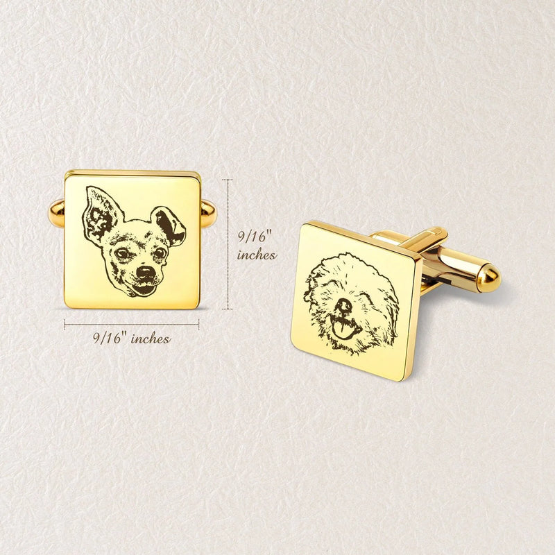 Dog Cuff Links - Custom Cufflinks Pet - Pet Portrait Cufflinks - Mens Cufflinks Square - Personalized Gift For Him Pet Cufflinks