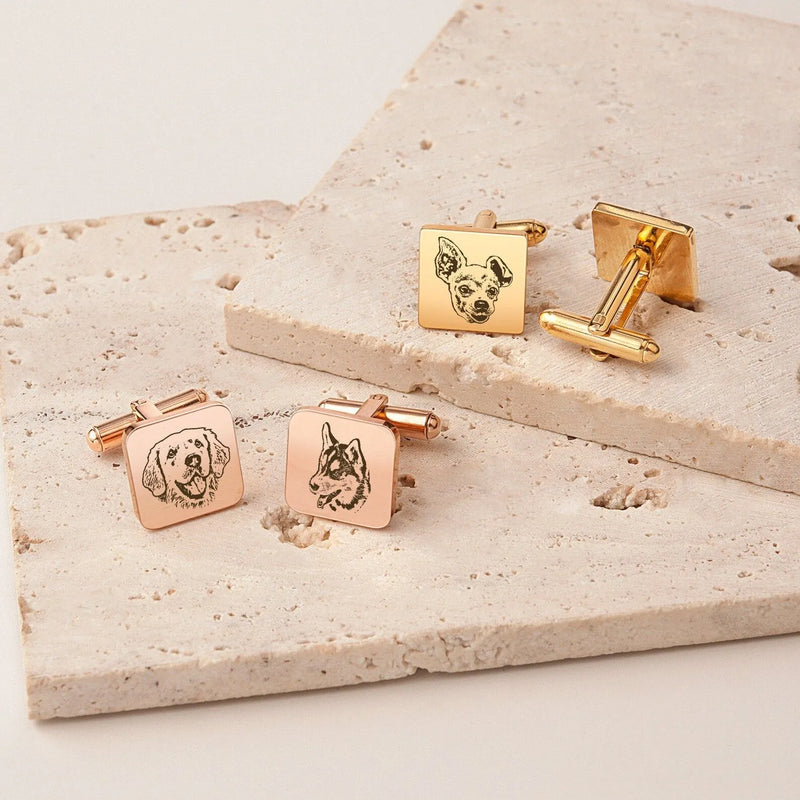 Dog Cuff Links - Custom Cufflinks Pet - Pet Portrait Cufflinks - Mens Cufflinks Square - Personalized Gift For Him Pet Cufflinks