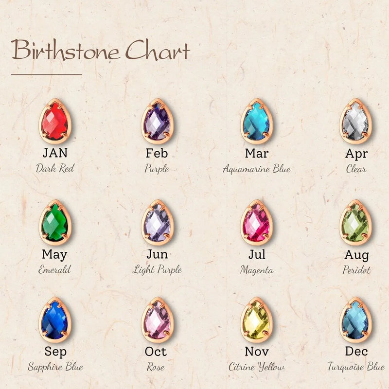 Necklace with Name and Birthstone - Personalized Drop Birthstone Name Necklace - Custom Name Necklace Birthstone - Mothers Day Gift for Wife