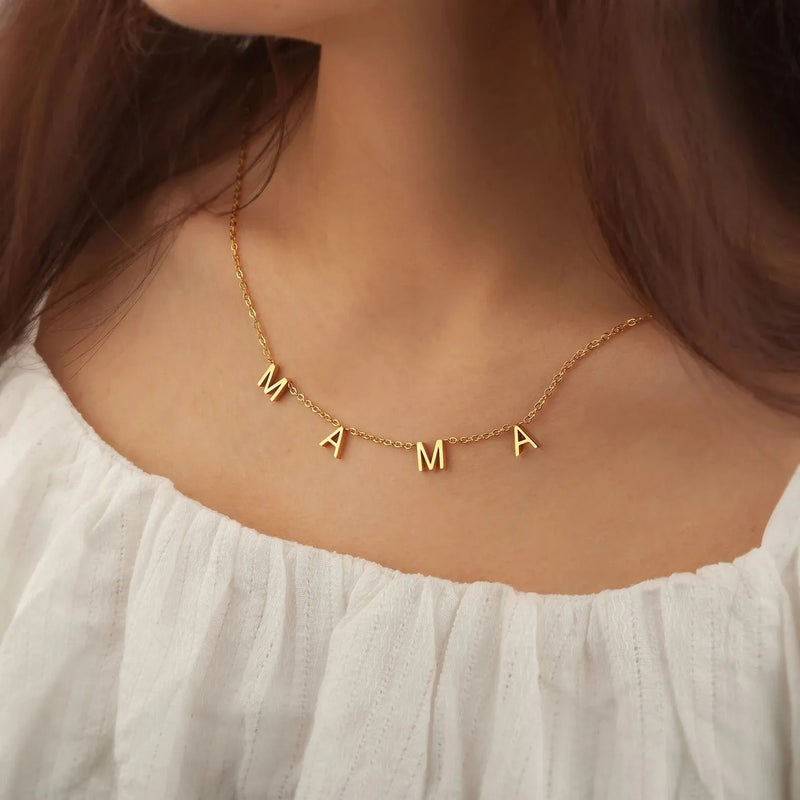 Mothers Day Gift for Mom from Kid - MAMA Necklace - Mama Letter Necklace - Dainty Mama Necklace in Silver, Gold, Rose Gold