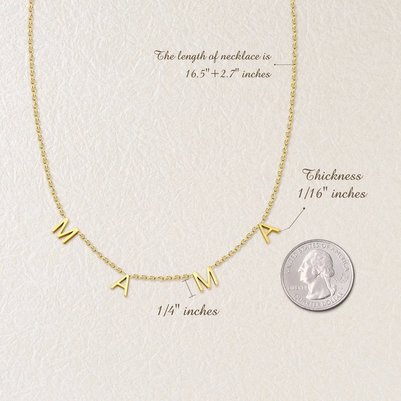 Mothers Day Gift for Mom from Kid - MAMA Necklace - Mama Letter Necklace - Dainty Mama Necklace in Silver, Gold, Rose Gold