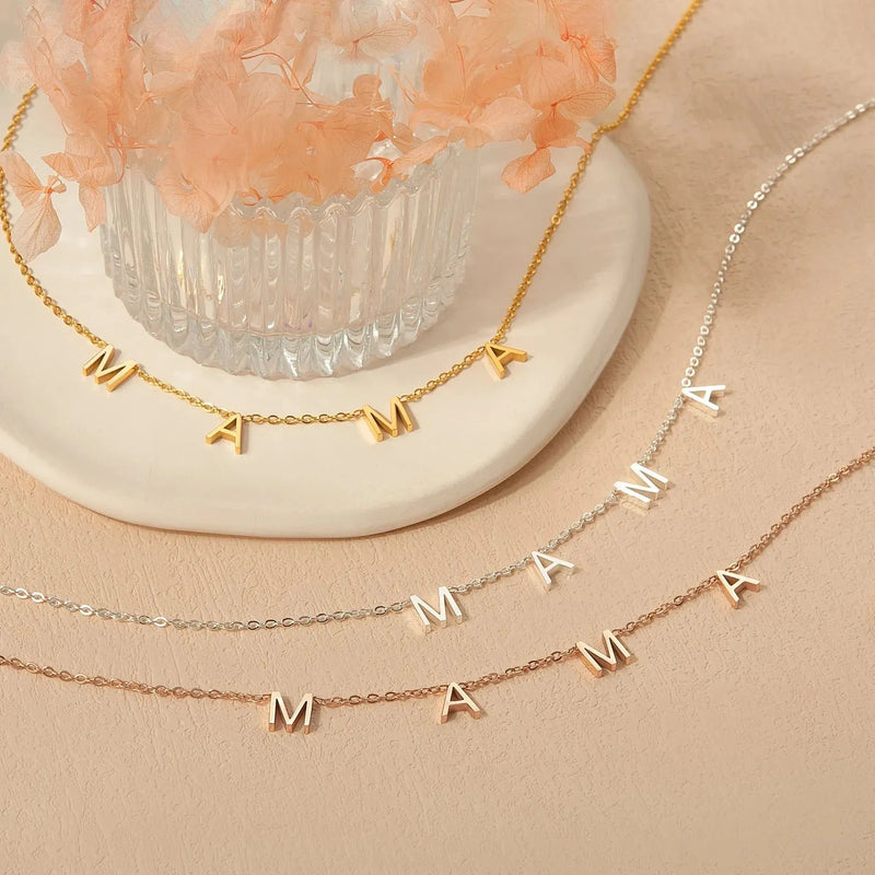 Mothers Day Gift for Mom from Kid - MAMA Necklace - Mama Letter Necklace - Dainty Mama Necklace in Silver, Gold, Rose Gold