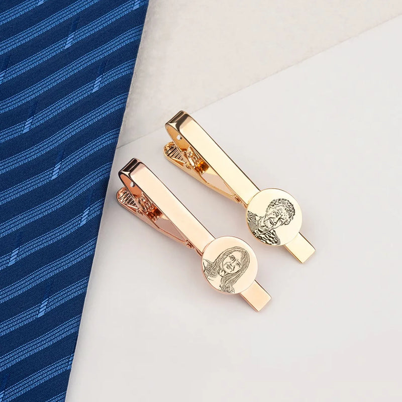 Groom Gift - Tie Clip Personalized - Engraved Tie Clip - Custom Photo Tie Bar - Memorial Tie Clip Gift For Groom From Bride
