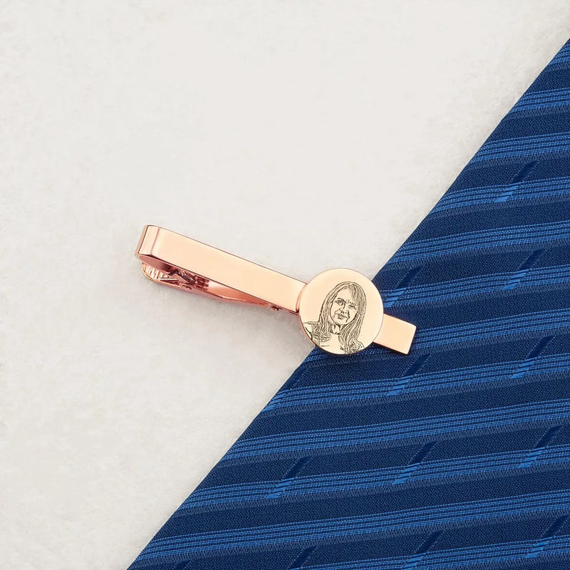 Groom Gift - Tie Clip Personalized - Engraved Tie Clip - Custom Photo Tie Bar - Memorial Tie Clip Gift For Groom From Bride