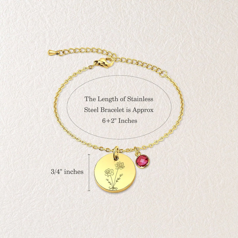 Mothers Day Gifts for Mom - Combined Birth Flower Bracelet - Personalized Bracelet 5 Birth Flowers - Mom Bracelet - Bouquet Flower Bracelet