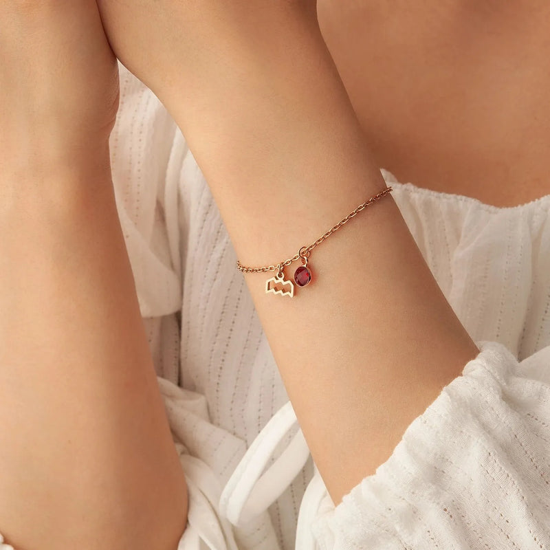 Best Friend Gift • Zodiac Bracelet Gold • Personalized Birthstone Bracelet Zodiac Constellation • Pisces Bracelet • Aquarius Jewelry