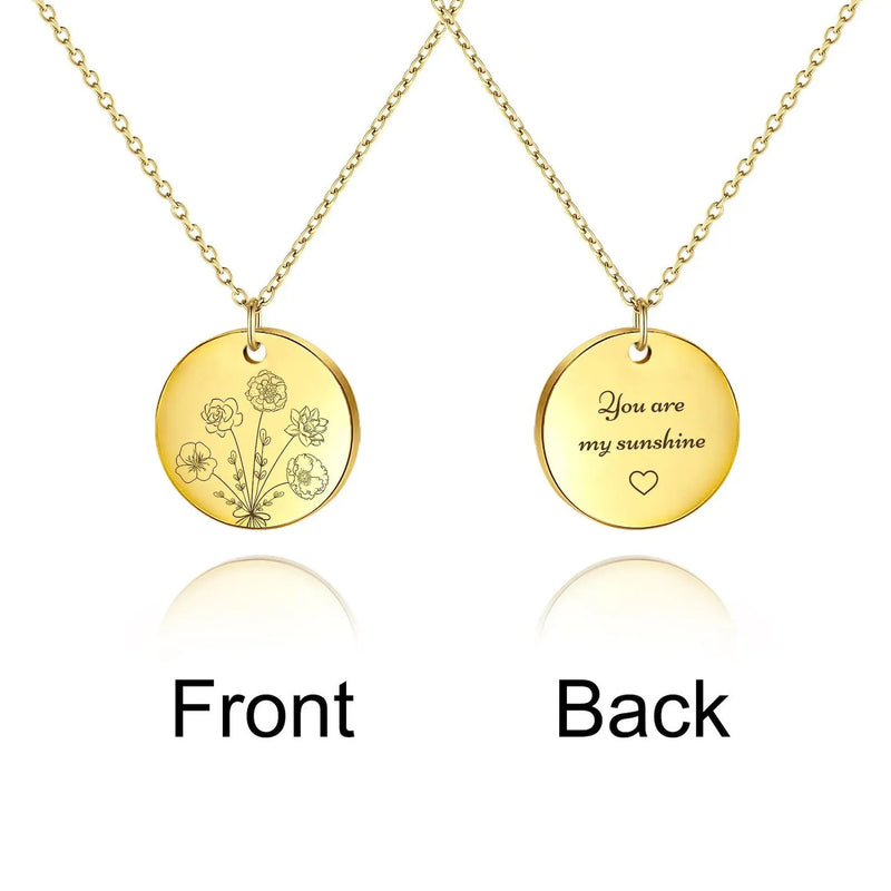 Mothers Day Necklace Handmade Jewelry • Combined Bouquet Flower Necklace • Personalized Necklace Engraved 2, 3, 4, 5 flowers • Gifts For Mom