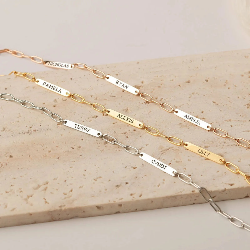 Mothers Day Gift for Grandma - Gold Paperclip Chain Necklace - Minimalist Custom Name Necklace - Personalized Jewelry Gift for Mom Necklace