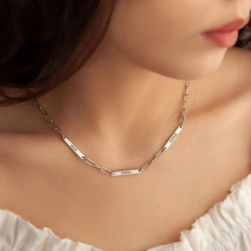 Mothers Day Gift for Grandma - Gold Paperclip Chain Necklace - Minimalist Custom Name Necklace - Personalized Jewelry Gift for Mom Necklace