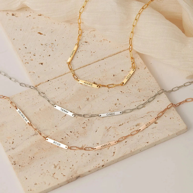 Mothers Day Gift for Grandma - Gold Paperclip Chain Necklace - Minimalist Custom Name Necklace - Personalized Jewelry Gift for Mom Necklace