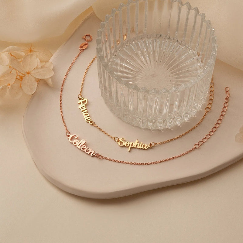 Name Bracelet for Women - Multiple Name Bracelet - Personalized Bracelet Name Bracelet 925 Sterling Silver - Baby Name Bracelet Gift for Mom