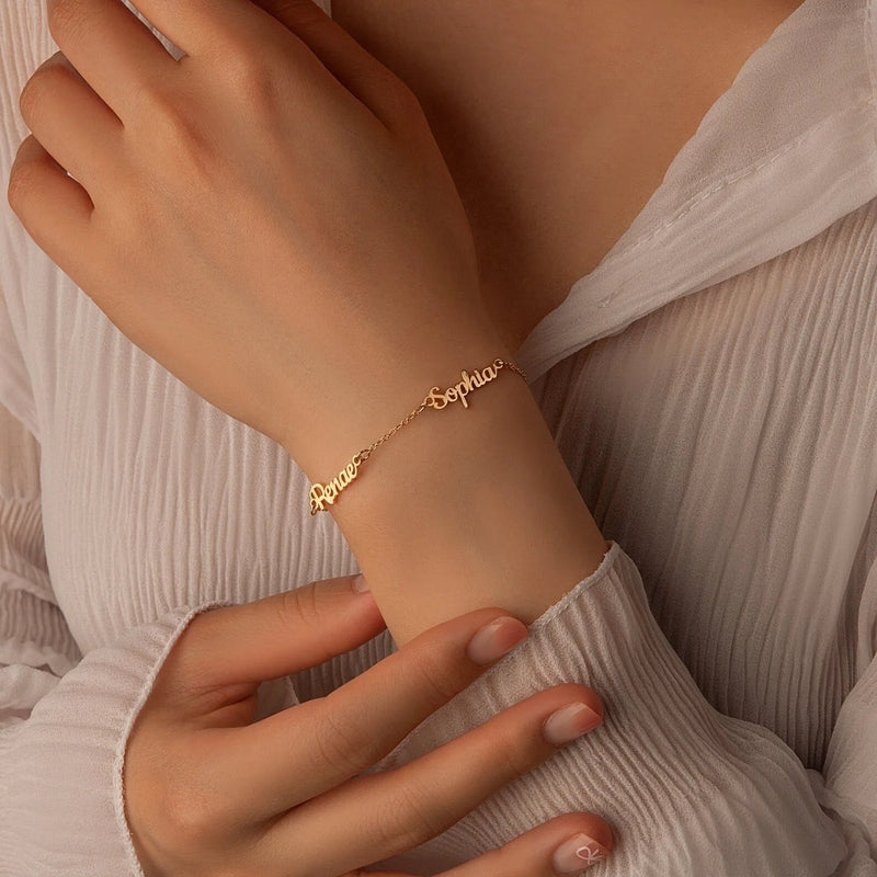 Name Bracelet for Women - Multiple Name Bracelet - Personalized Bracelet Name Bracelet 925 Sterling Silver - Baby Name Bracelet Gift for Mom