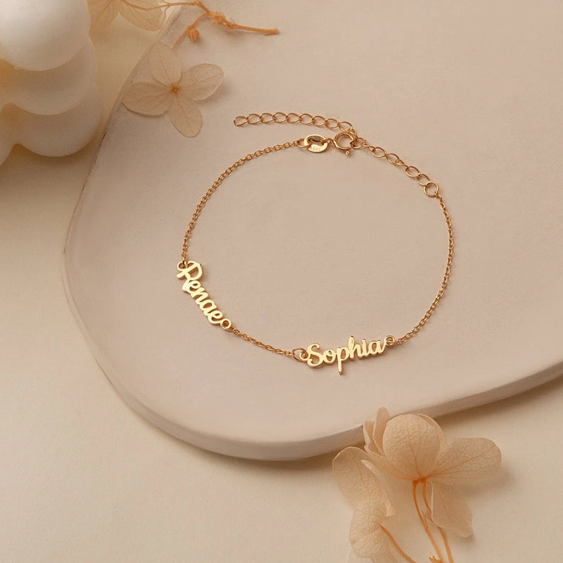 Name Bracelet for Women - Multiple Name Bracelet - Personalized Bracelet Name Bracelet 925 Sterling Silver - Baby Name Bracelet Gift for Mom