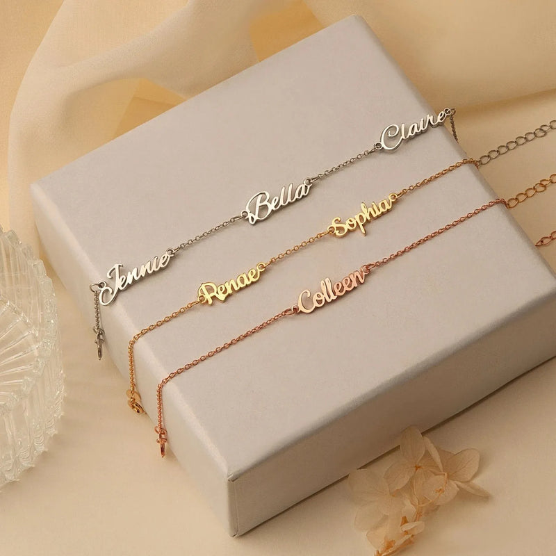 Name Bracelet for Women - Multiple Name Bracelet - Personalized Bracelet Name Bracelet 925 Sterling Silver - Baby Name Bracelet Gift for Mom