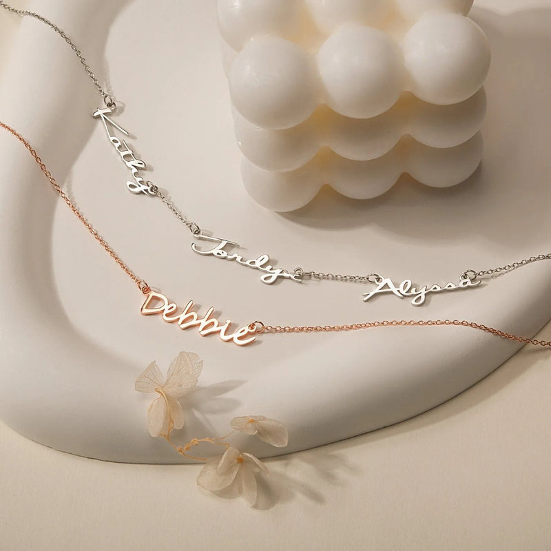 Necklace for Family Names - Multi-Name Family Necklace for Mom - Personalized Jewelry Mothers Day Gifts - Multiple Nameplated Necklace