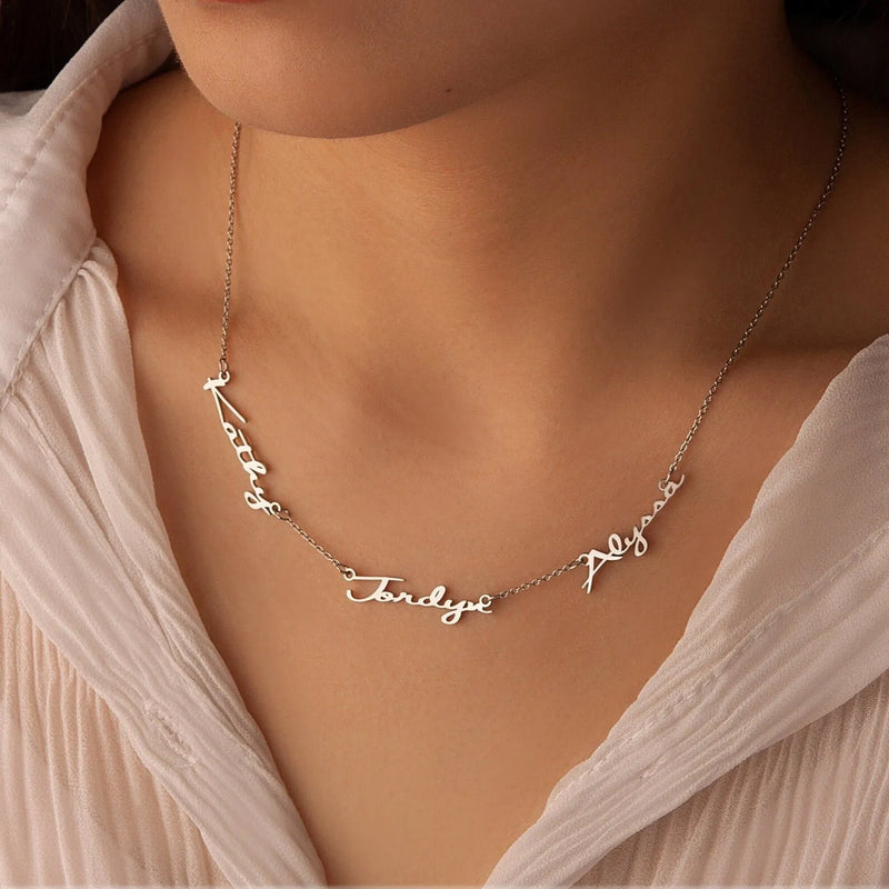 Necklace for Family Names - Multi-Name Family Necklace for Mom - Personalized Jewelry Mothers Day Gifts - Multiple Nameplated Necklace