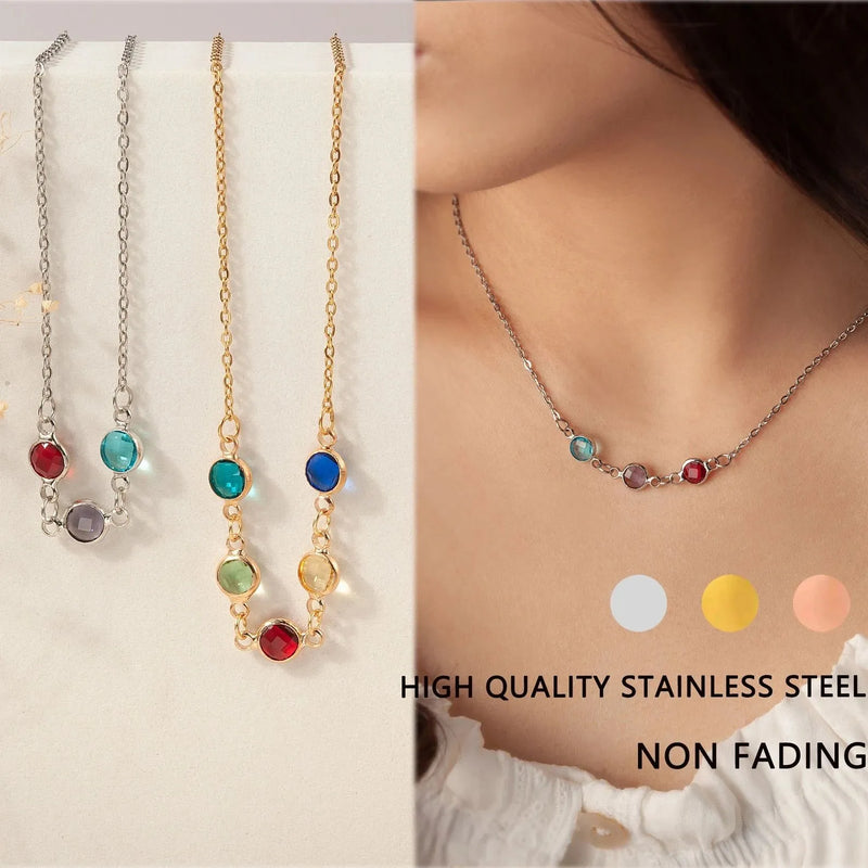 Mothers Necklace - Family Birthstone Necklace -Custom Kids and Mom Birth Stone Necklace -Mothers Day Gifts -Family Necklace Handmade Jewelry