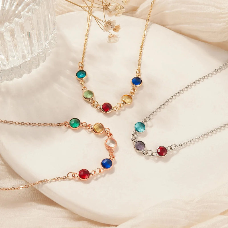 Mothers Necklace - Family Birthstone Necklace -Custom Kids and Mom Birth Stone Necklace -Mothers Day Gifts -Family Necklace Handmade Jewelry