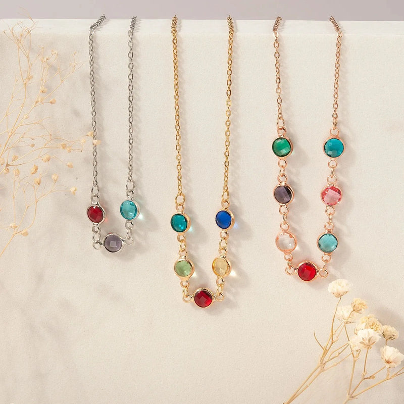 Mothers Necklace - Family Birthstone Necklace -Custom Kids and Mom Birth Stone Necklace -Mothers Day Gifts -Family Necklace Handmade Jewelry