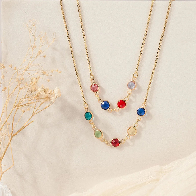 Mothers Necklace - Family Birthstone Necklace -Custom Kids and Mom Birth Stone Necklace -Mothers Day Gifts -Family Necklace Handmade Jewelry