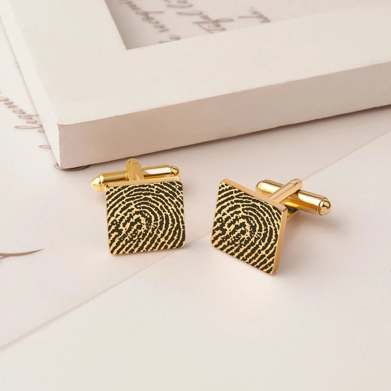 Mens Memorial Gift - Fingerprint Cufflinks - Engraved Cufflinks Actual Signature - Handwriting Cufflinks - Personalized Gifts