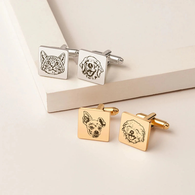 Custom Cufflinks Pet - Pet Portrait Custom - Pet Cuff links - Dog Cuff Links Cat Cufflinks - Personalized Wedding Gift Groomsmen Gift