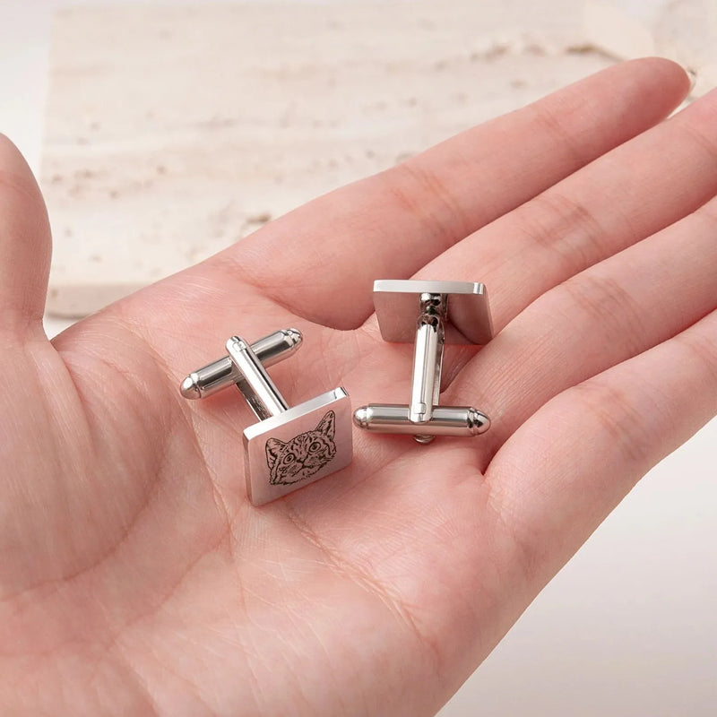 Custom Cufflinks Pet - Pet Portrait Custom - Pet Cuff links - Dog Cuff Links Cat Cufflinks - Personalized Wedding Gift Groomsmen Gift