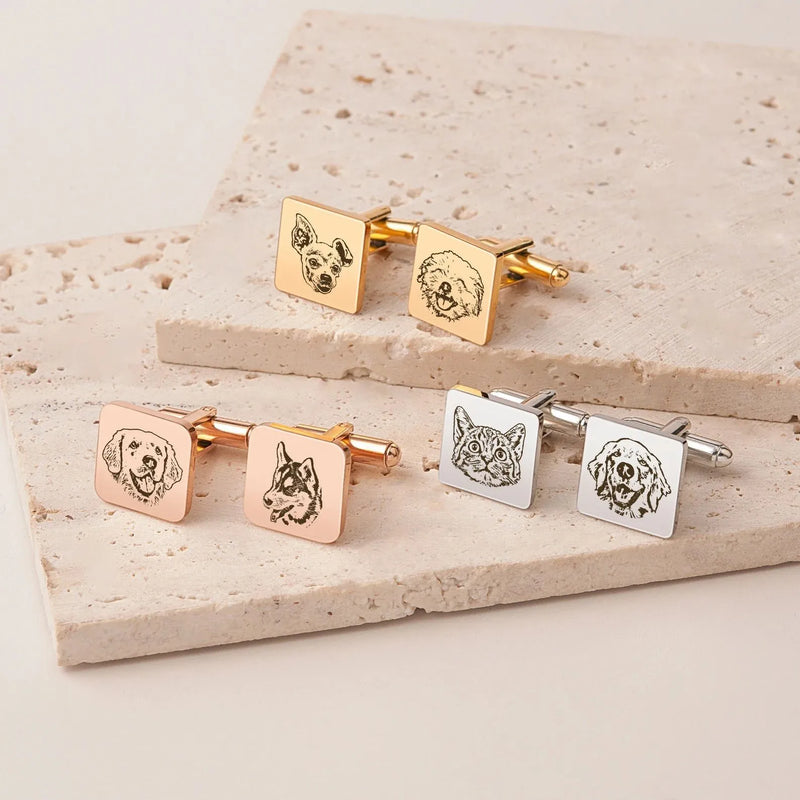 Custom Cufflinks Pet - Pet Portrait Custom - Pet Cuff links - Dog Cuff Links Cat Cufflinks - Personalized Wedding Gift Groomsmen Gift