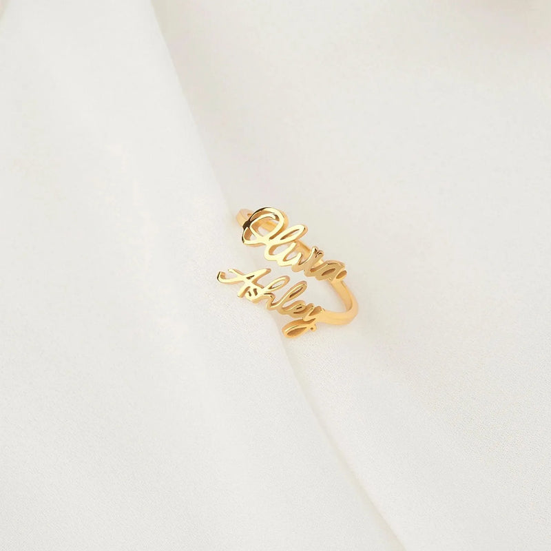 Double Name Ring Sterling Silver - Custom Name Ring - Two Name Ring - Mom and Daughter Name Jewelry - Mothers Day Gift For Mom From Daughter