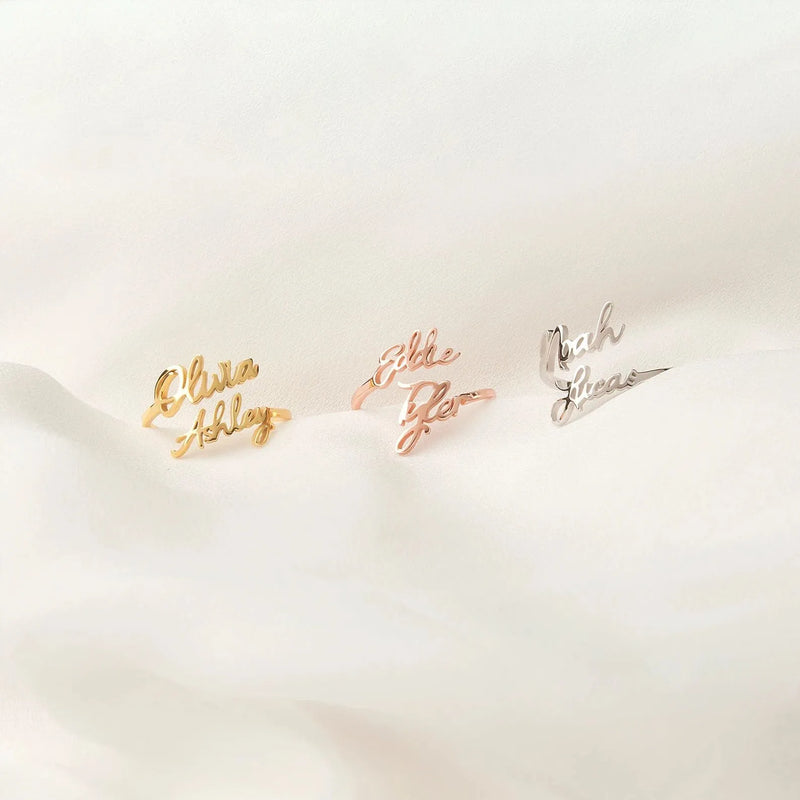 Double Name Ring Sterling Silver - Custom Name Ring - Two Name Ring - Mom and Daughter Name Jewelry - Mothers Day Gift For Mom From Daughter