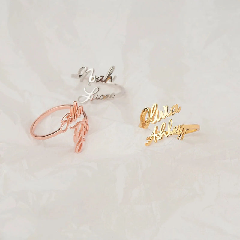 Double Name Ring Sterling Silver - Custom Name Ring - Two Name Ring - Mom and Daughter Name Jewelry - Mothers Day Gift For Mom From Daughter