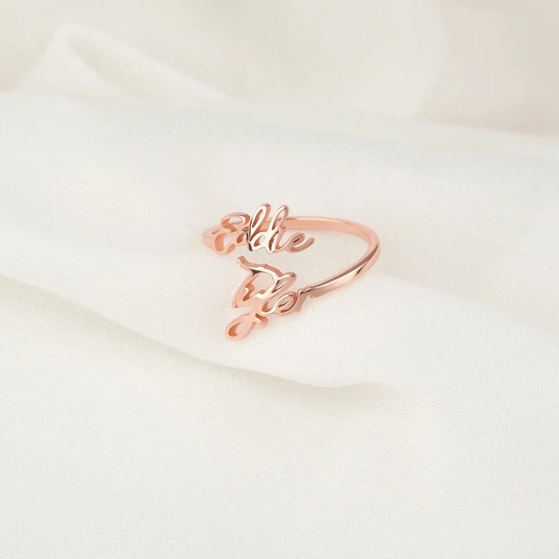 Double Name Ring Sterling Silver - Custom Name Ring - Two Name Ring - Mom and Daughter Name Jewelry - Mothers Day Gift For Mom From Daughter