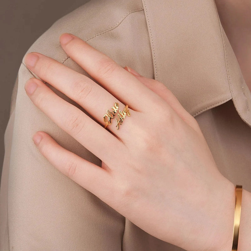 Double Name Ring Sterling Silver - Custom Name Ring - Two Name Ring - Mom and Daughter Name Jewelry - Mothers Day Gift For Mom From Daughter