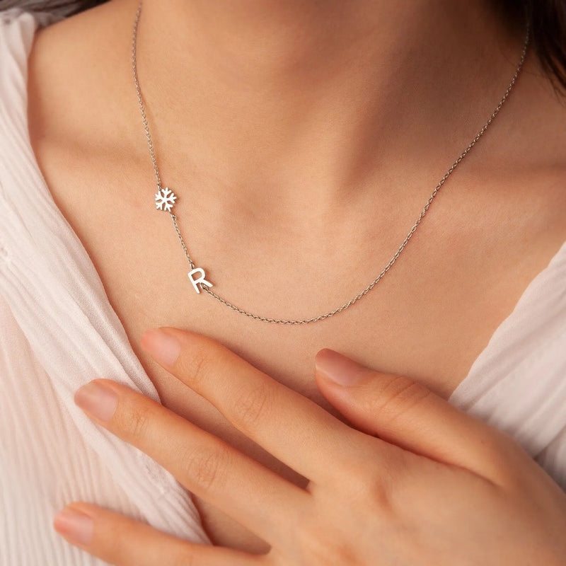 Sideways Initial Necklace - Custom Sideways Letter Necklace with Birthstone - Personalized Jewelry Mothers Day Gift - Mothers Gifts