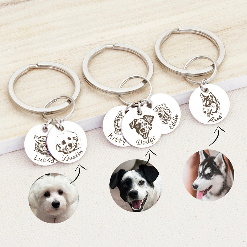 Dog Dad Gift - Pet Portrait Keychain - Dog Keychain Custom - Pet Memorial Personalized Gift - Custom Dog Memorial Keychain for Him