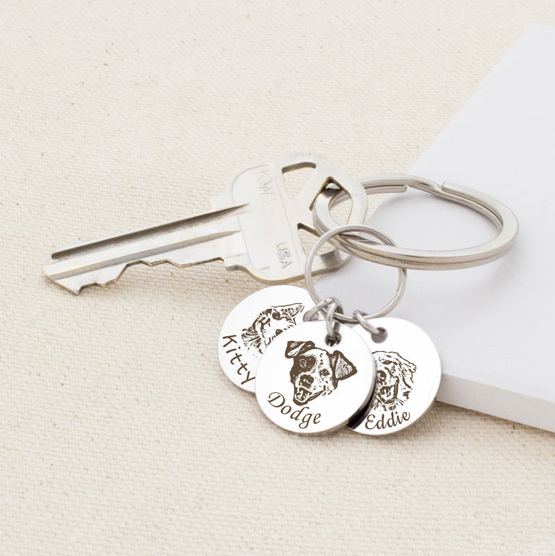 Dog Dad Gift - Pet Portrait Keychain - Dog Keychain Custom - Pet Memorial Personalized Gift - Custom Dog Memorial Keychain for Him