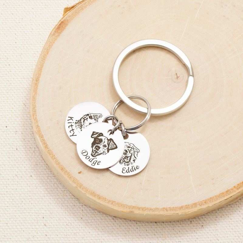 Dog Dad Gift - Pet Portrait Keychain - Dog Keychain Custom - Pet Memorial Personalized Gift - Custom Dog Memorial Keychain for Him