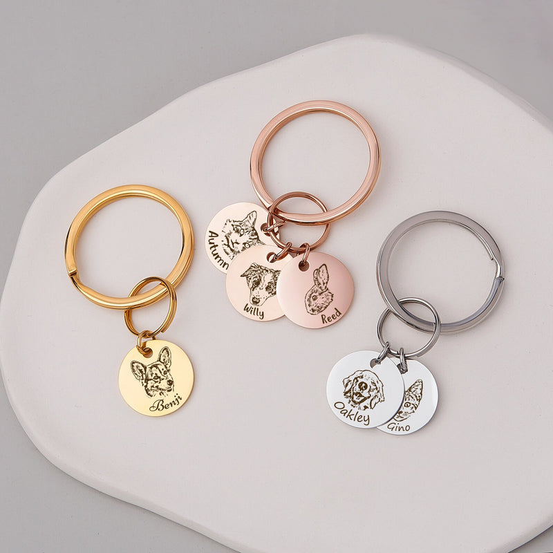 Dog Dad Gift - Pet Portrait Keychain - Dog Keychain Custom - Pet Memorial Personalized Gift - Custom Dog Memorial Keychain for Him