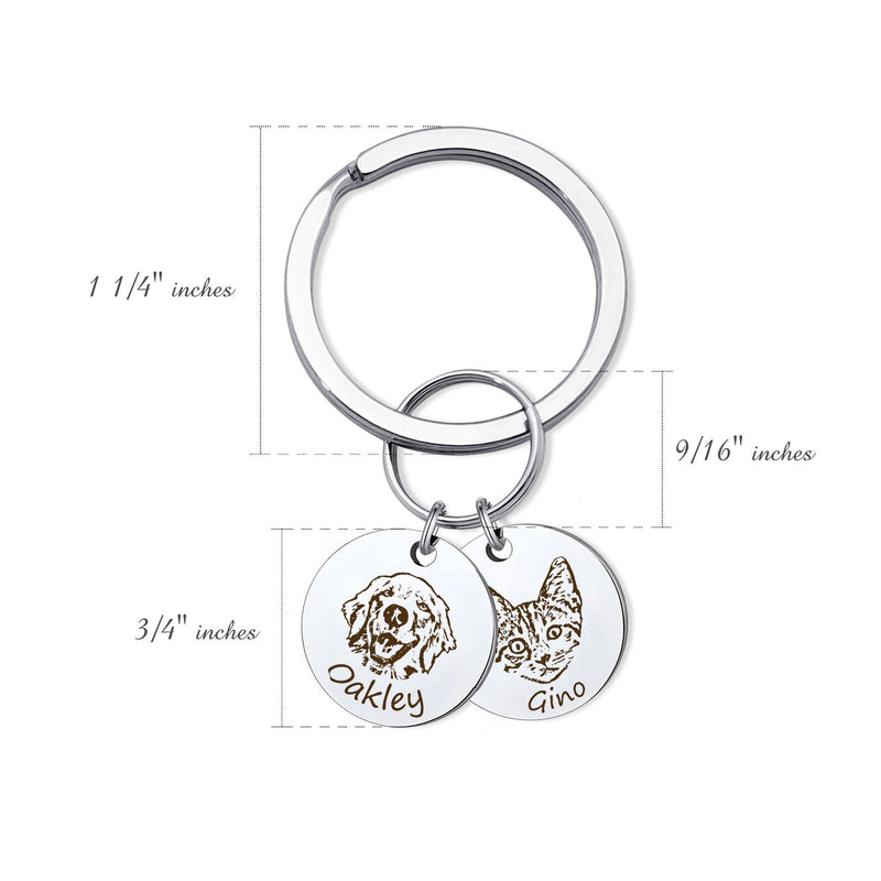 Dog Dad Gift - Pet Portrait Keychain - Dog Keychain Custom - Pet Memorial Personalized Gift - Custom Dog Memorial Keychain for Him